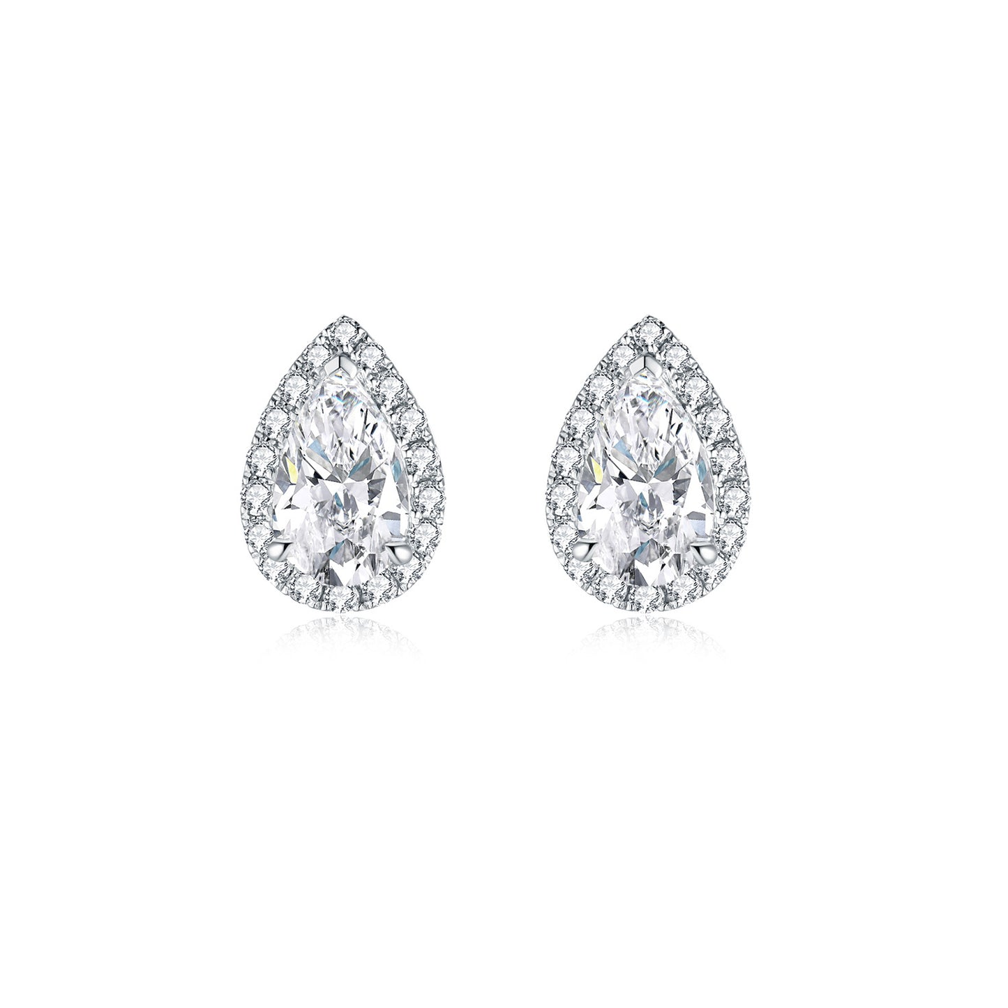Pear-Shaped Diamond Halo Stud Earrings