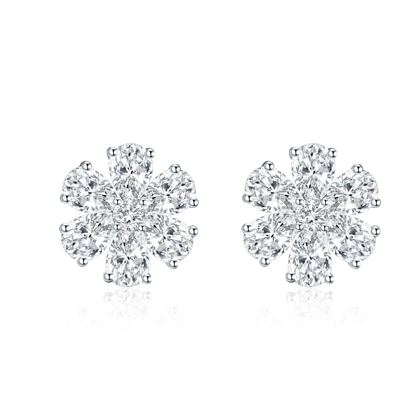 Floral Cluster Lab Diamond Stud Earrings