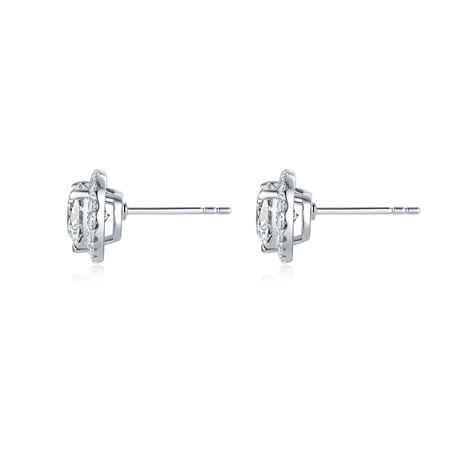 Heart-Shaped Diamond Halo Stud Earrings