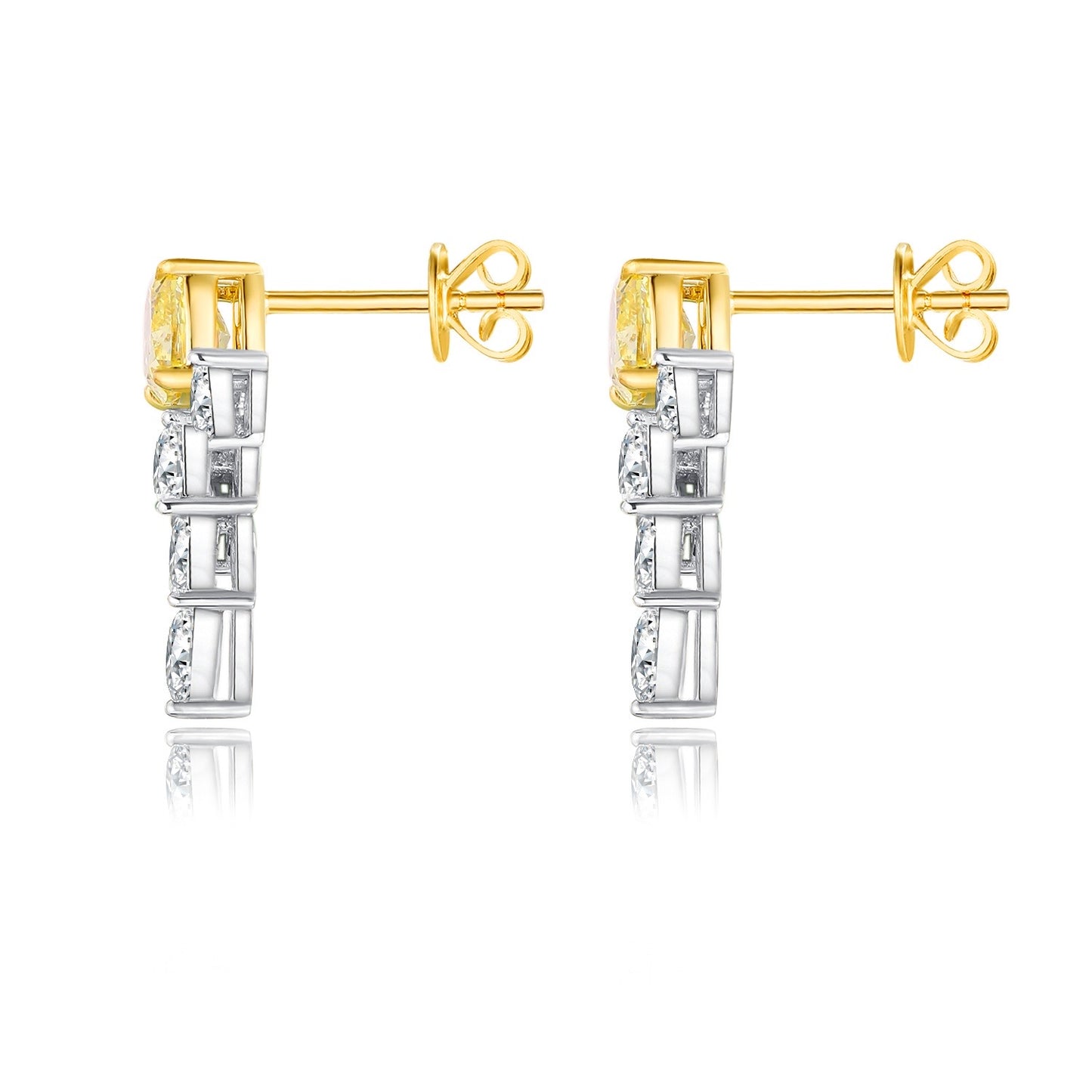 Fancy Yellow Cushion Lab Diamond Floral Drop Earrings
