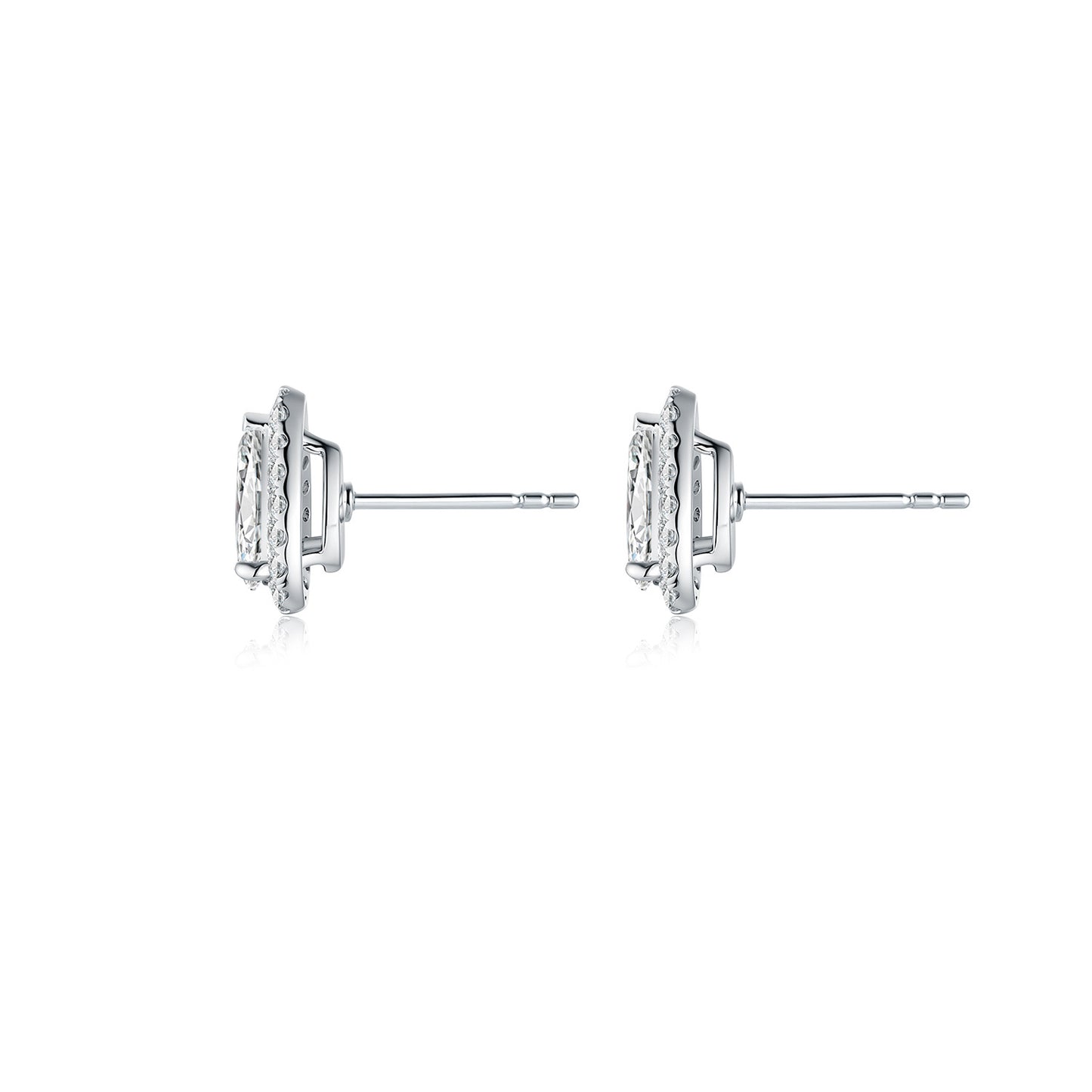 Pear-Shaped Diamond Halo Stud Earrings