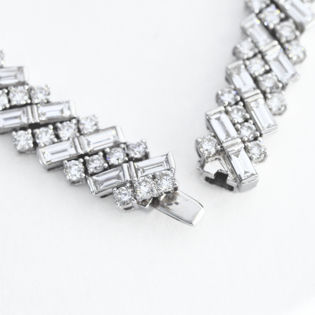 Baguette & Round Lab Diamond Pave Tennis Bracelet in 18K Gold | Approx. 7 ctw