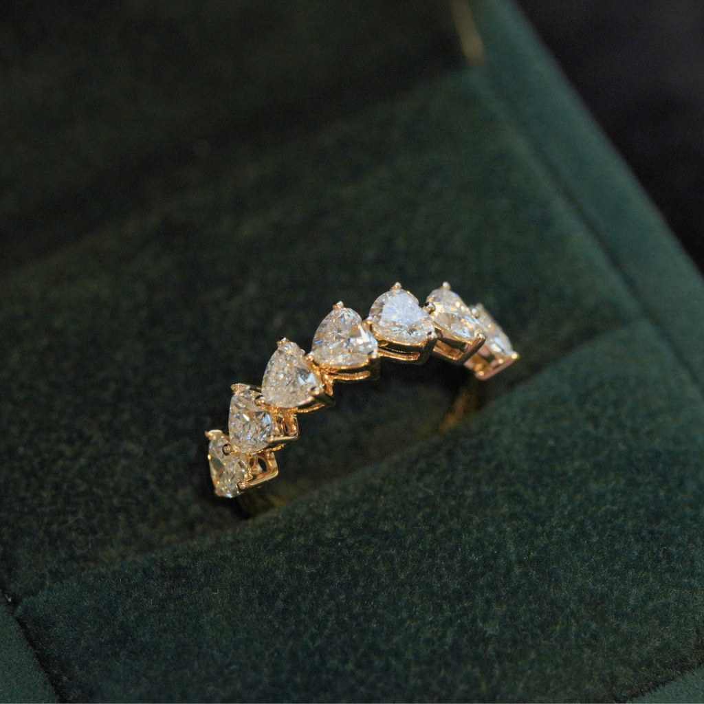 Heart-Shaped Lab-Grown Diamond Half-Eternity Band