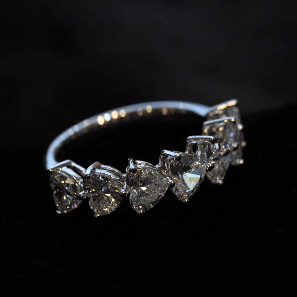 Heart-Shaped Lab-Grown Diamond Half-Eternity Band