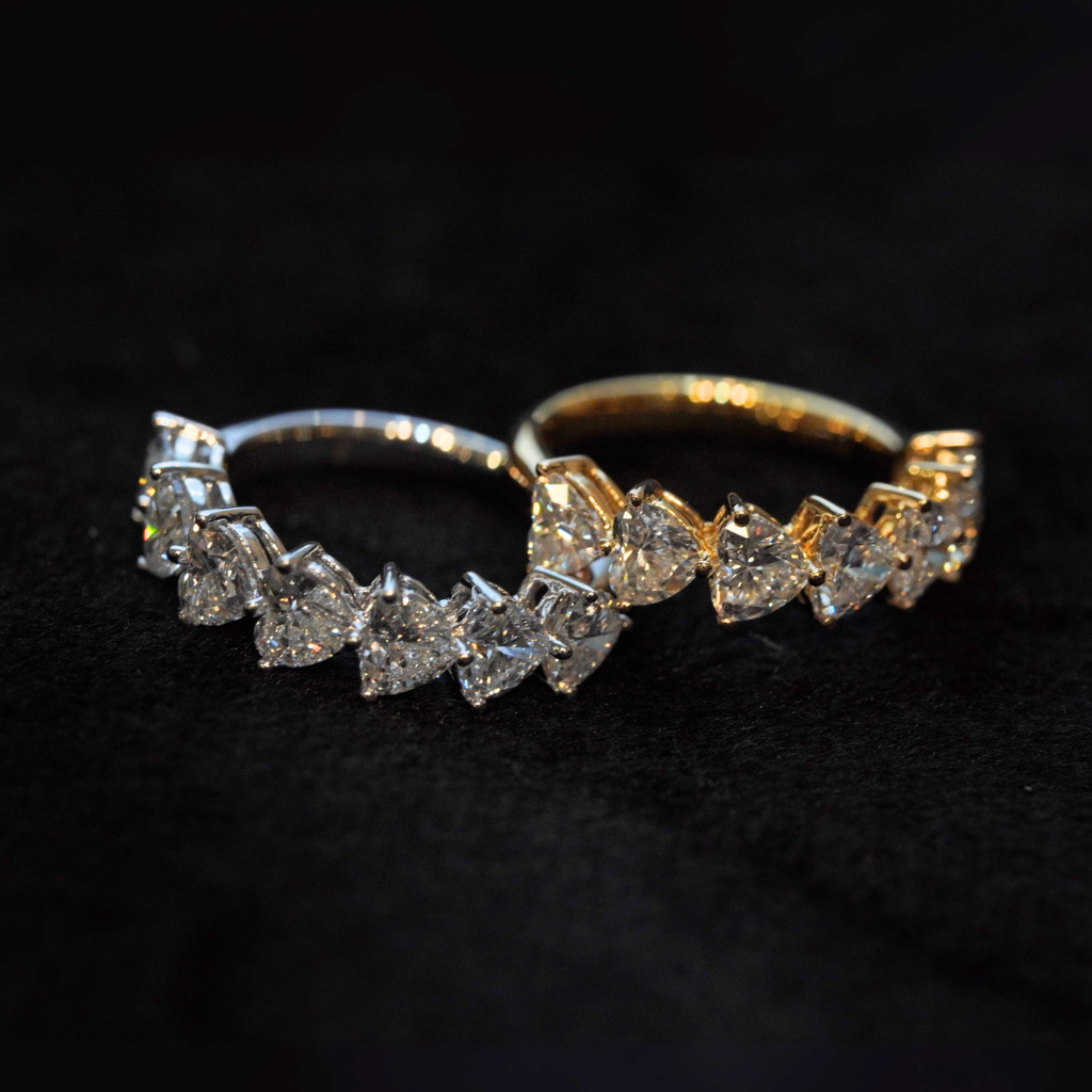 Heart-Shaped Lab-Grown Diamond Half-Eternity Band