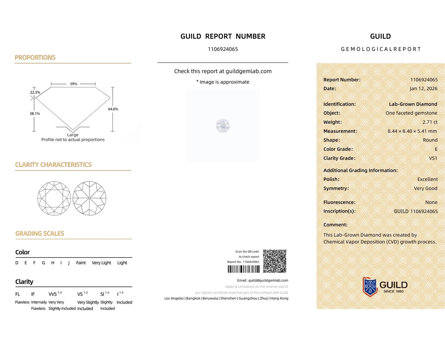 2.71ct Old European Cut Round Lab Grown Diamond (E, VS1, EX/VG)