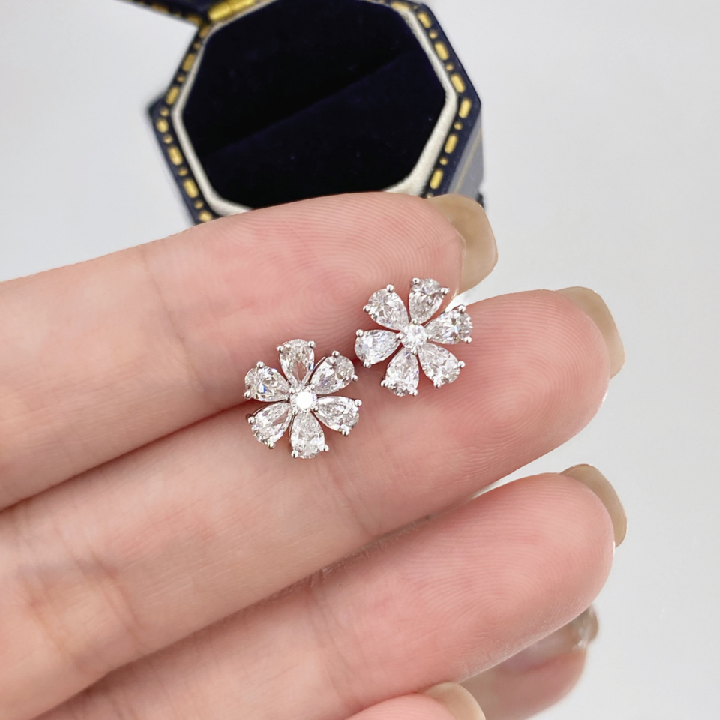 Floral Cluster Lab Diamond Stud Earrings