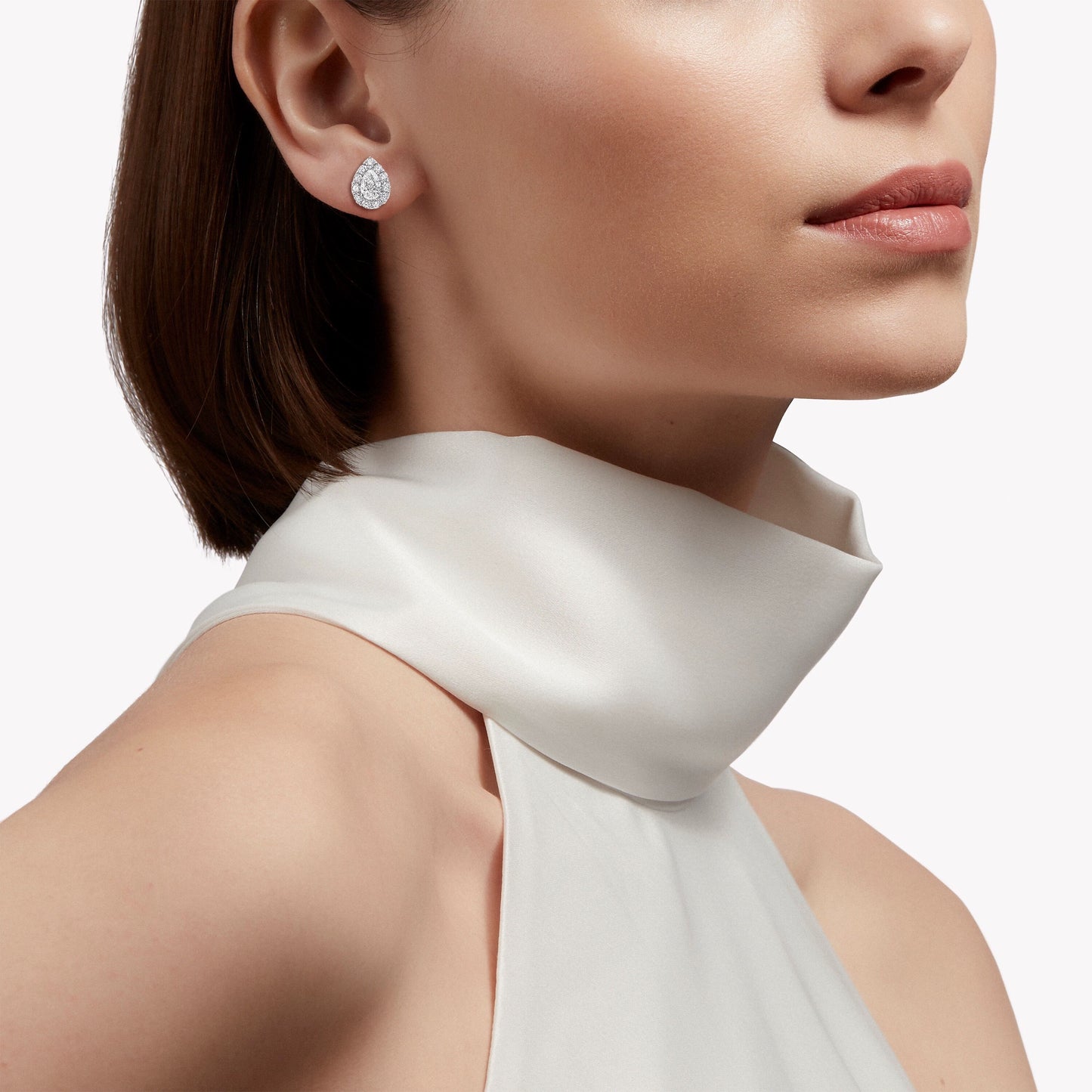 Pear-Shaped Diamond Halo Stud Earrings