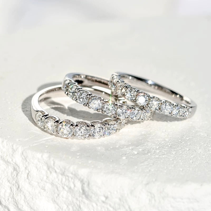 Round Lab Diamond Half Eternity Stacking Band
