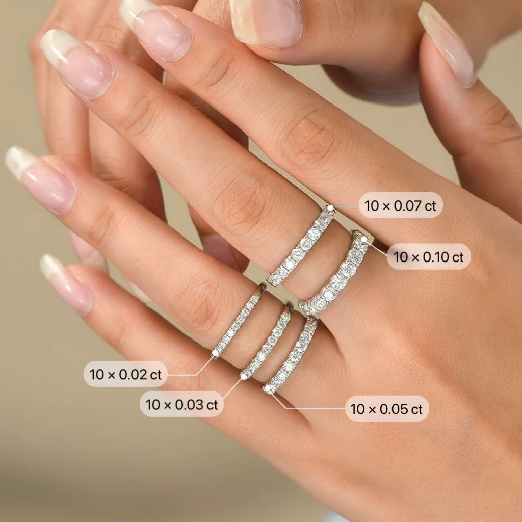 Round Lab Diamond Half Eternity Stacking Band