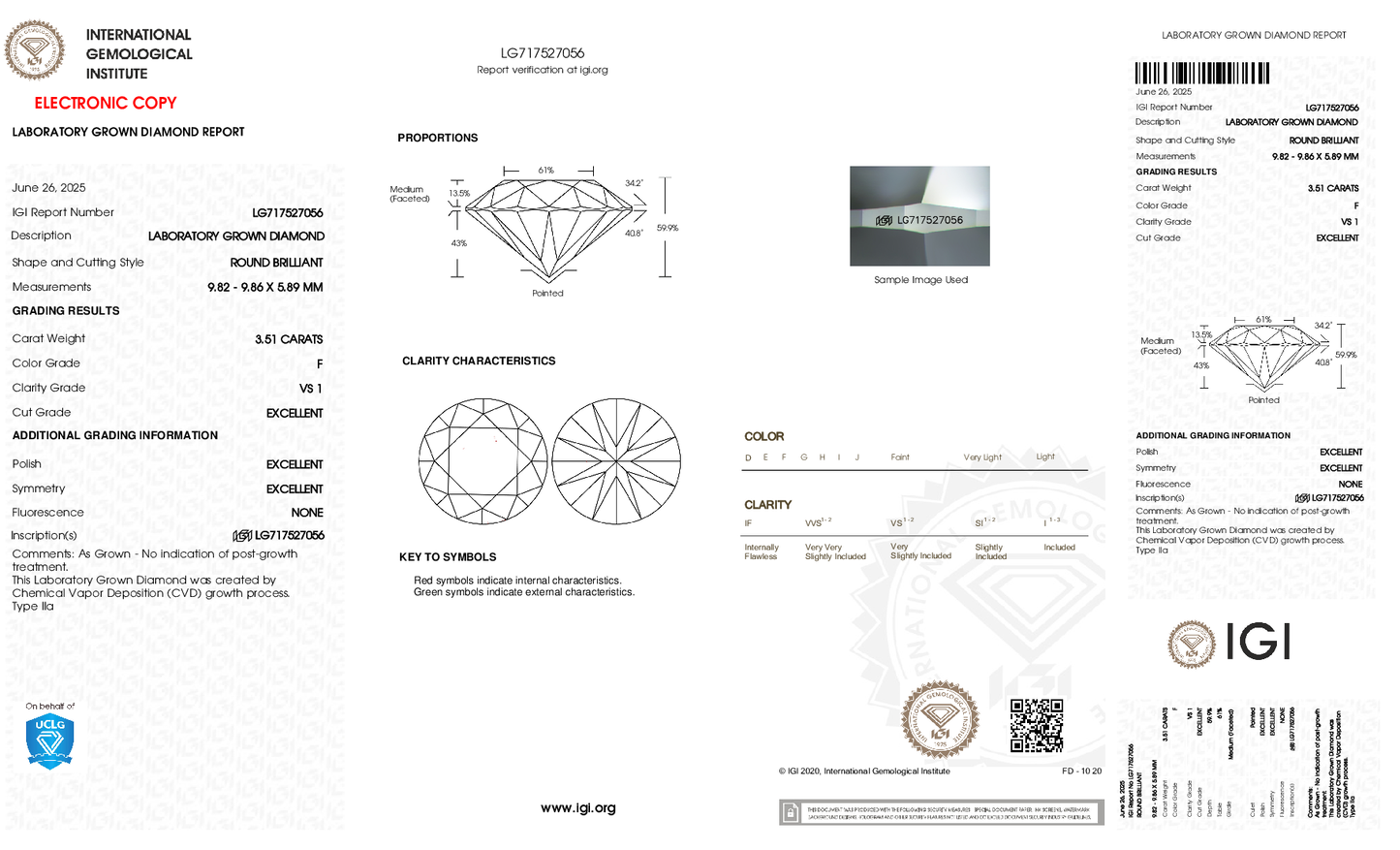 3.51ct Round Lab Grown Diamond (F, VS1, EX/EX/EX)