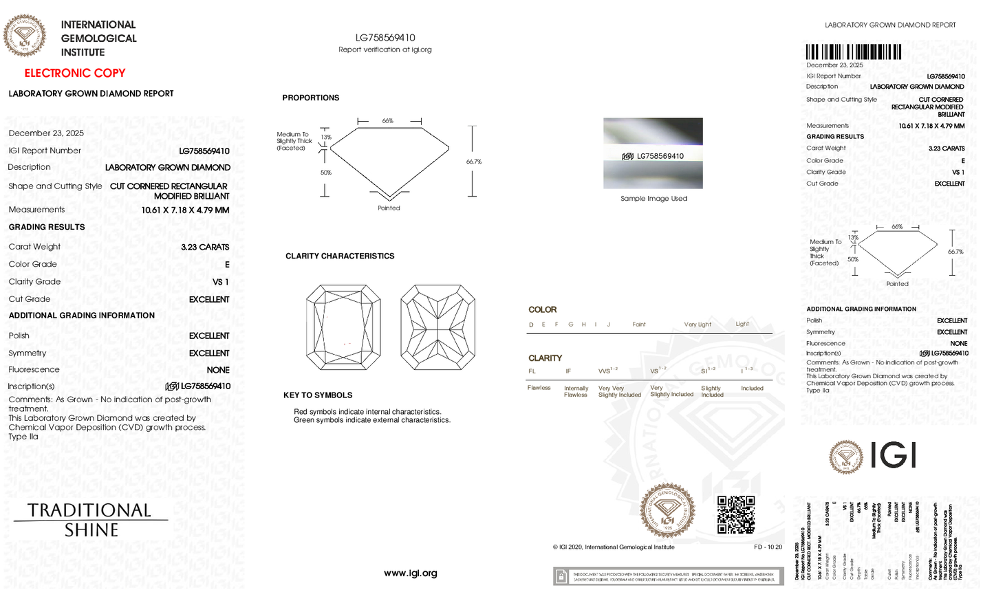 3.23ct Radiant Lab Grown Diamond (E, VS1, EX/EX/EX)