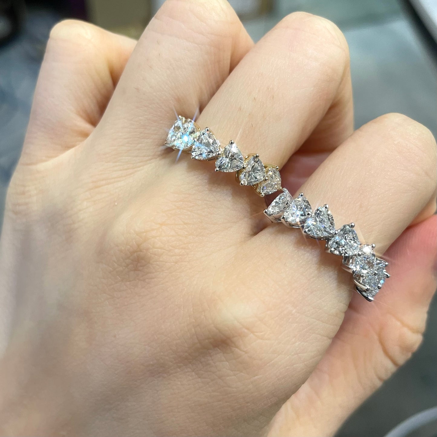 Heart-Shaped Lab-Grown Diamond Half-Eternity Band