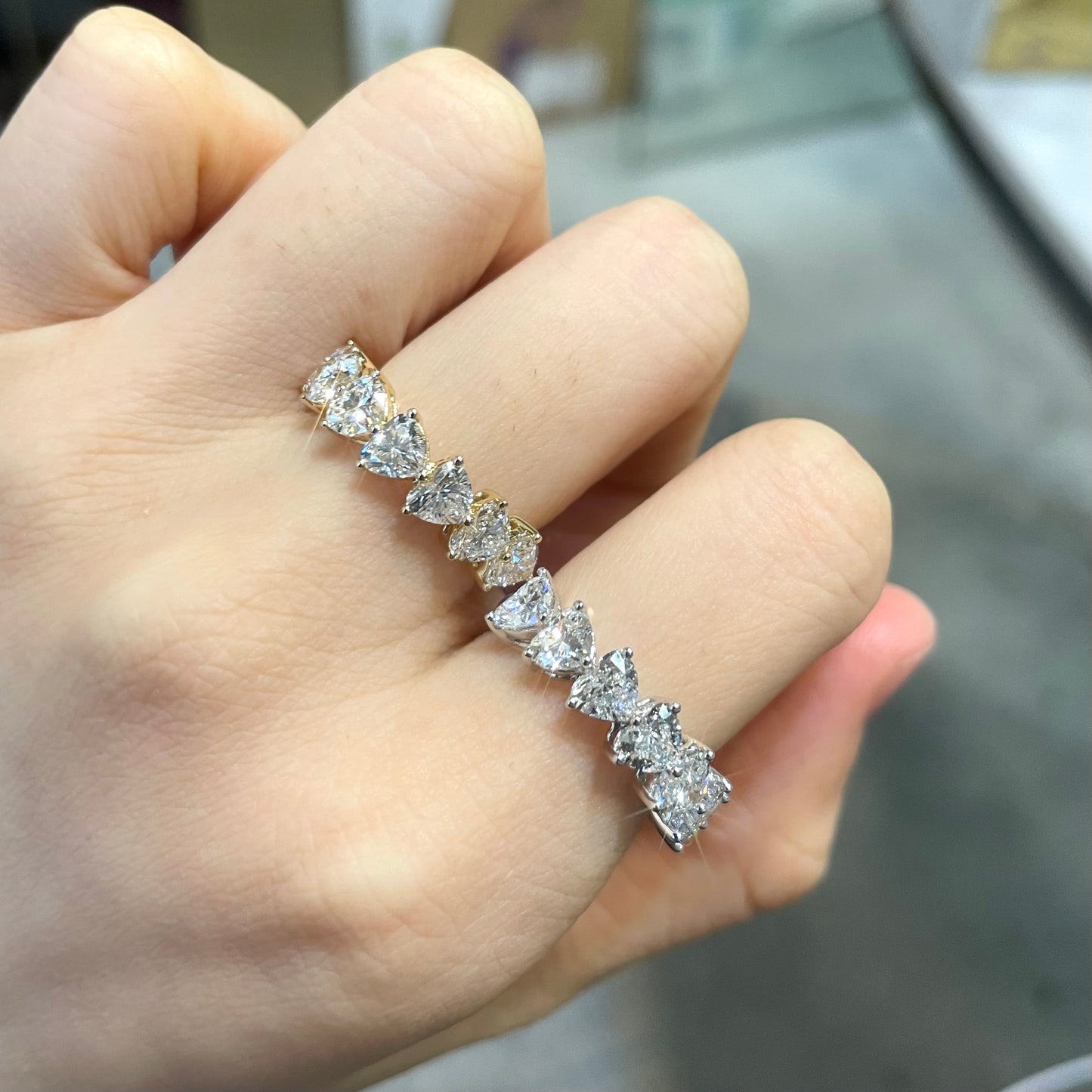 Heart-Shaped Lab-Grown Diamond Half-Eternity Band