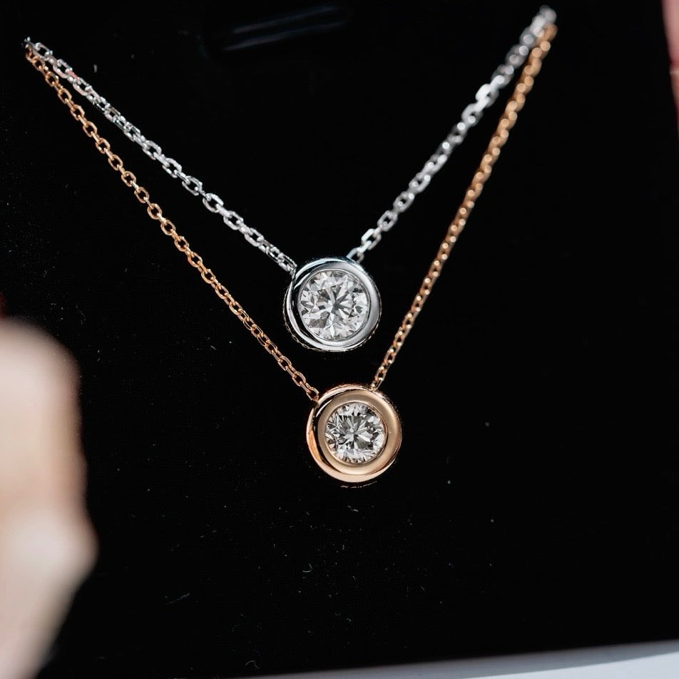 Bezel Set Lab-Grown Diamond Solitaire Pendant Necklace