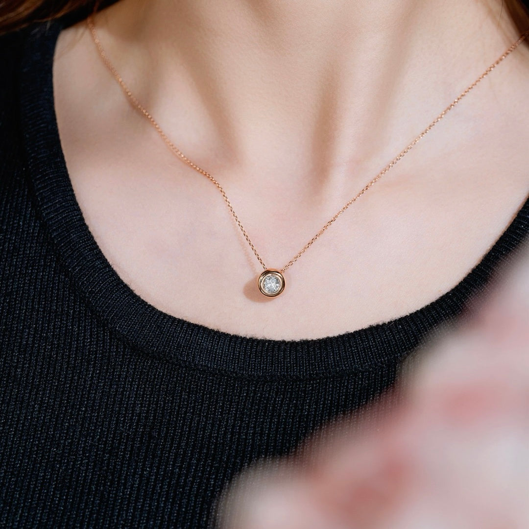 Bezel Set Lab-Grown Diamond Solitaire Pendant Necklace