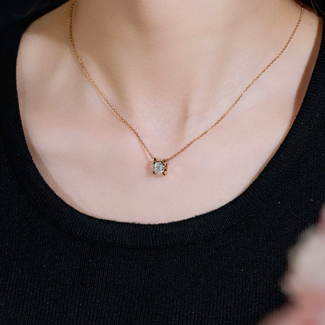 Four-Prong Lab-Grown Diamond Solitaire Necklace