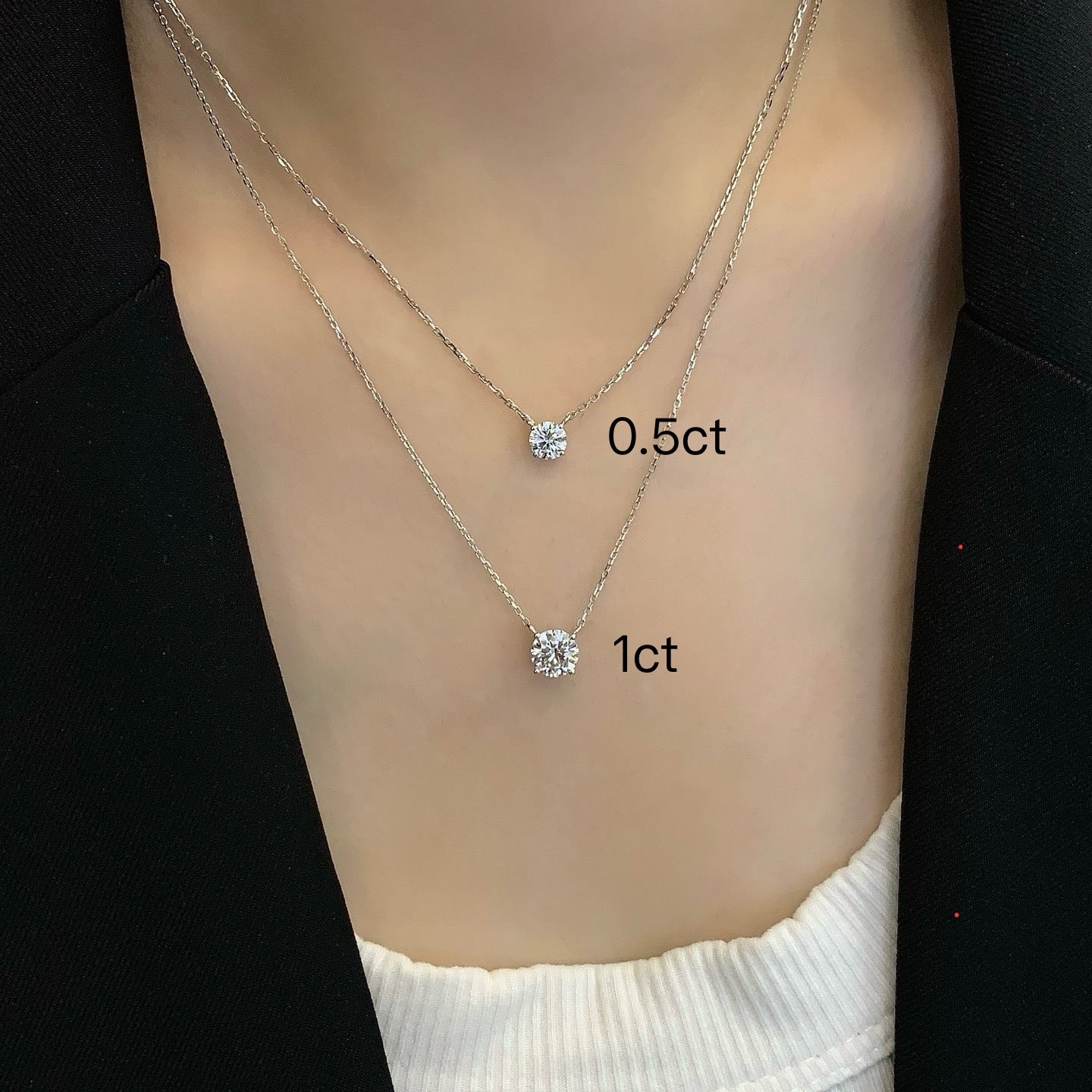 Classic Four-Prong Round Solitaire Diamond Necklace