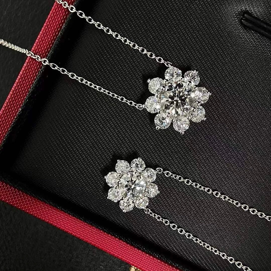 Floral Cluster Lab-Grown Diamond Necklace