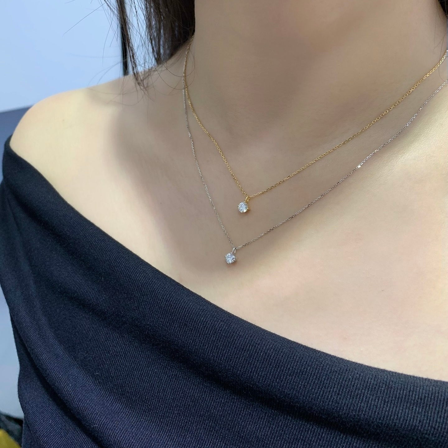 Classic Round Solitaire Diamond Necklace