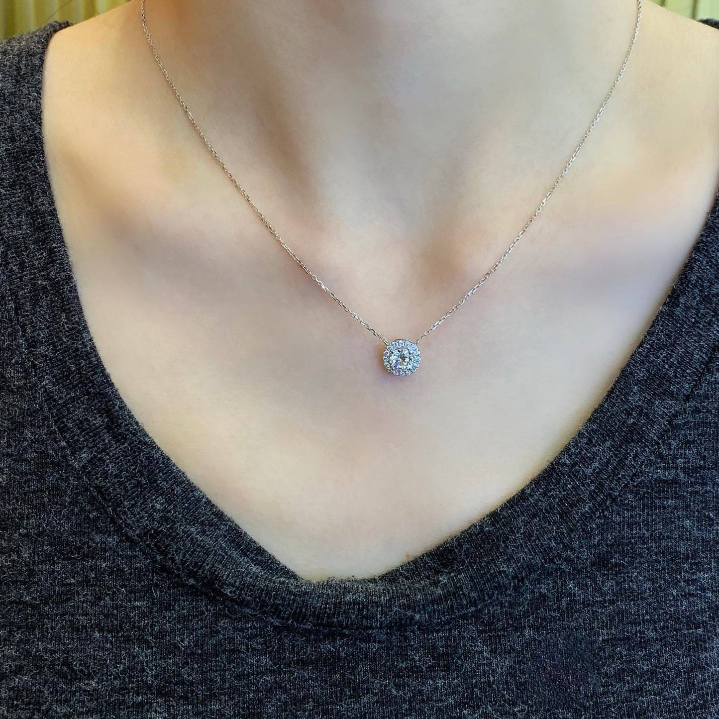 Halo Round Lab Diamond Necklace