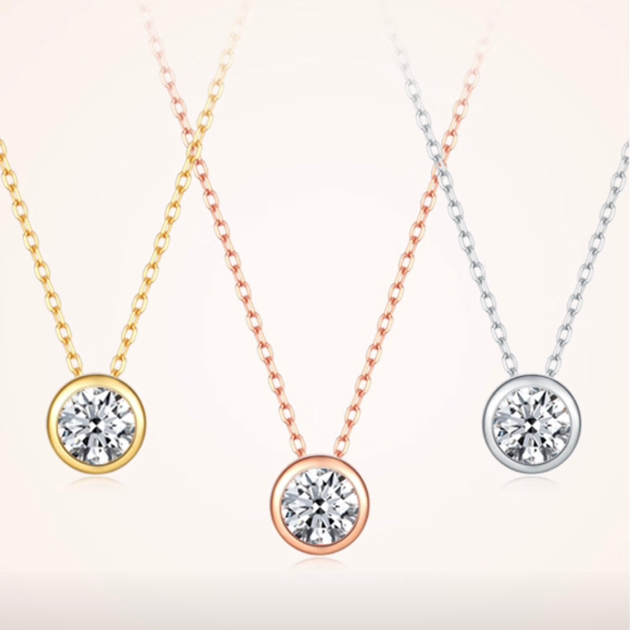 Bezel Set Lab-Grown Diamond Solitaire Pendant Necklace