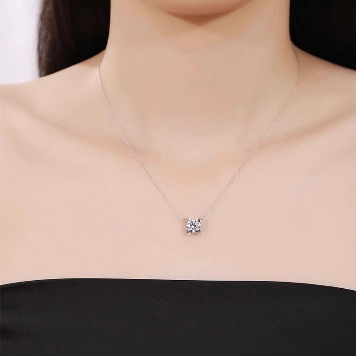 Four-Prong Lab-Grown Diamond Solitaire Necklace
