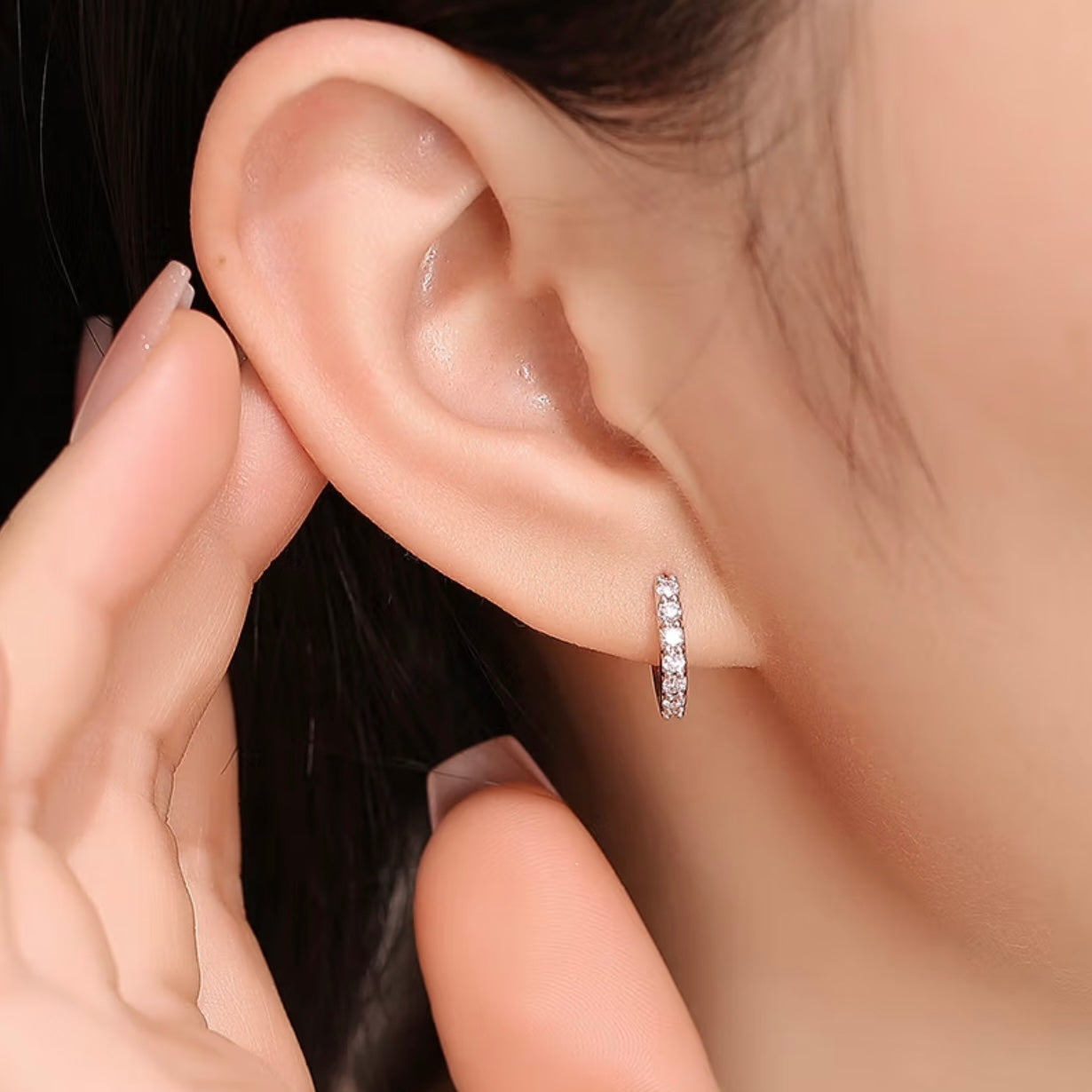 Lab Diamond Hoop Earrings in 14K Gold