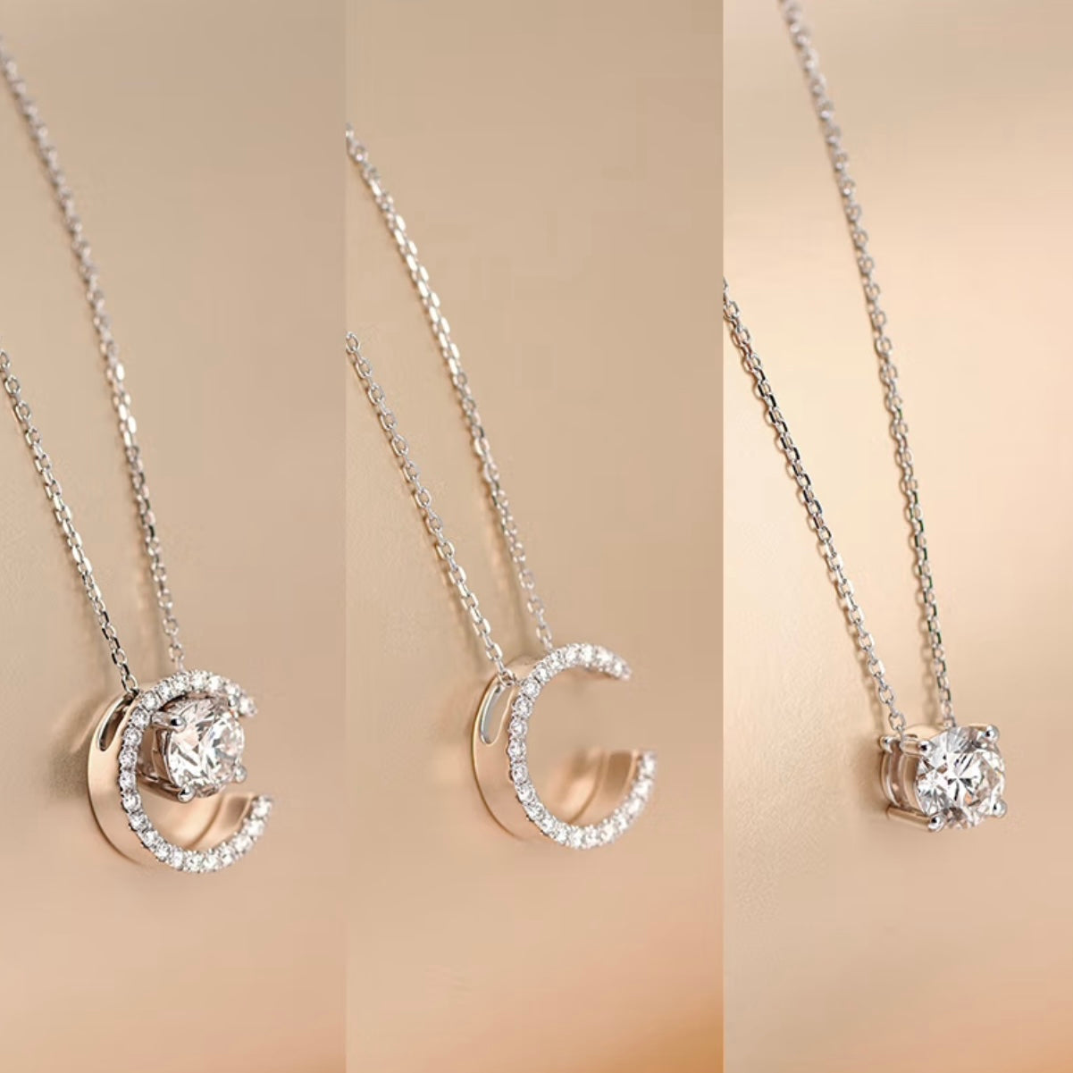 C-Shaped Diamond Necklace – Triple Wear