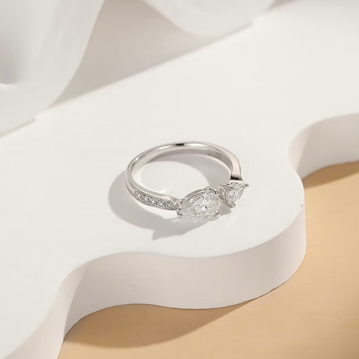 Open Bypass Pear-Cut Lab Diamond Ring
