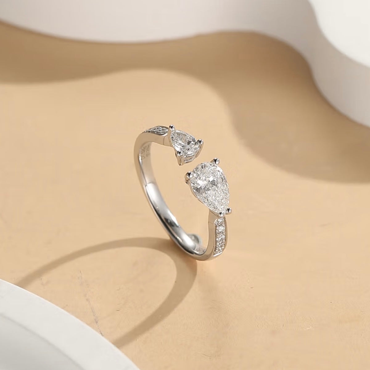 Open Bypass Pear-Cut Lab Diamond Ring