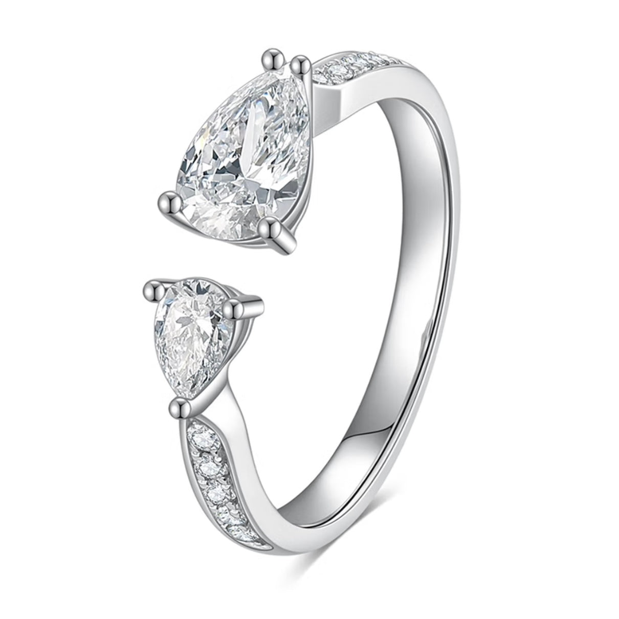 Open Bypass Pear-Cut Lab Diamond Ring