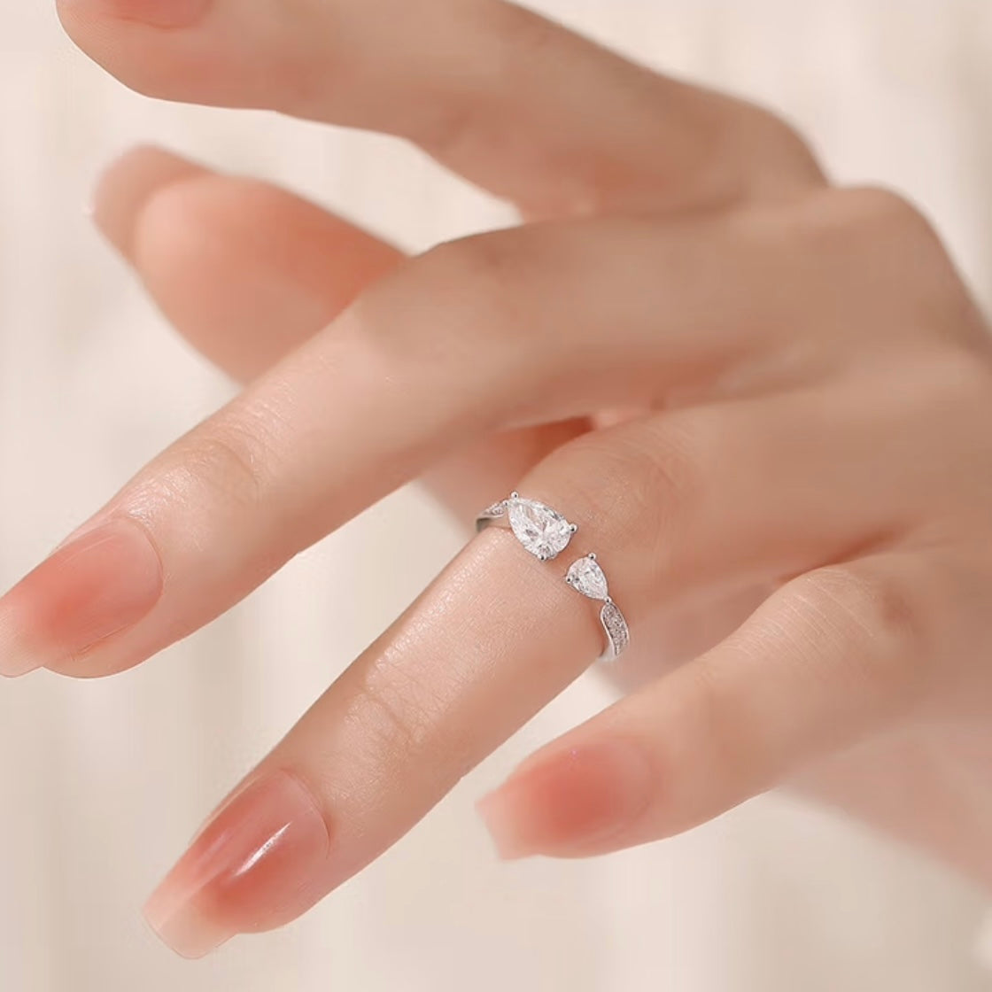 Open Bypass Pear-Cut Lab Diamond Ring