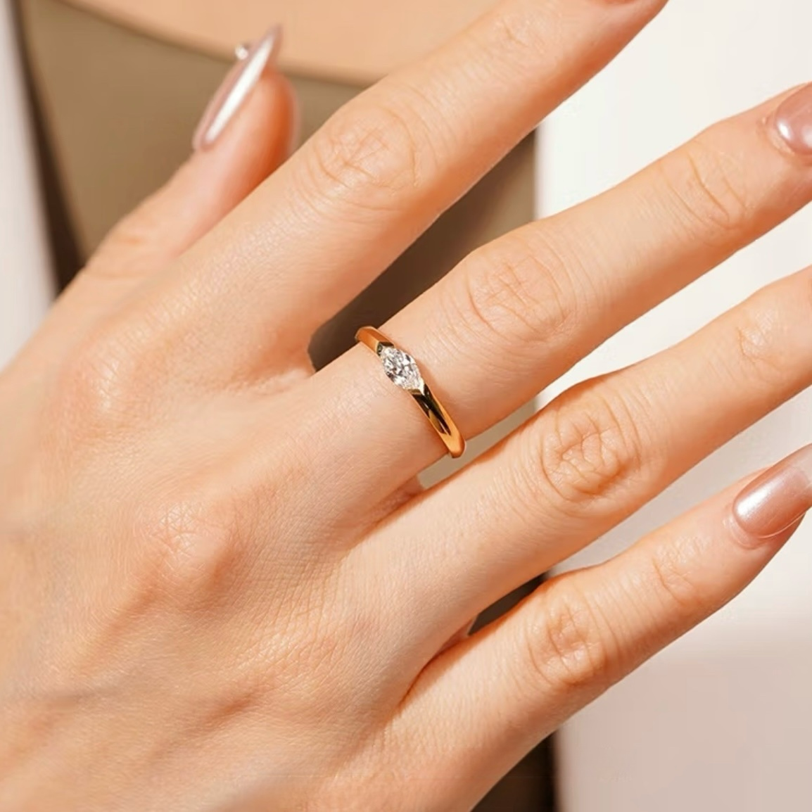 Bezel-Set Marquise Lab Diamond Ring