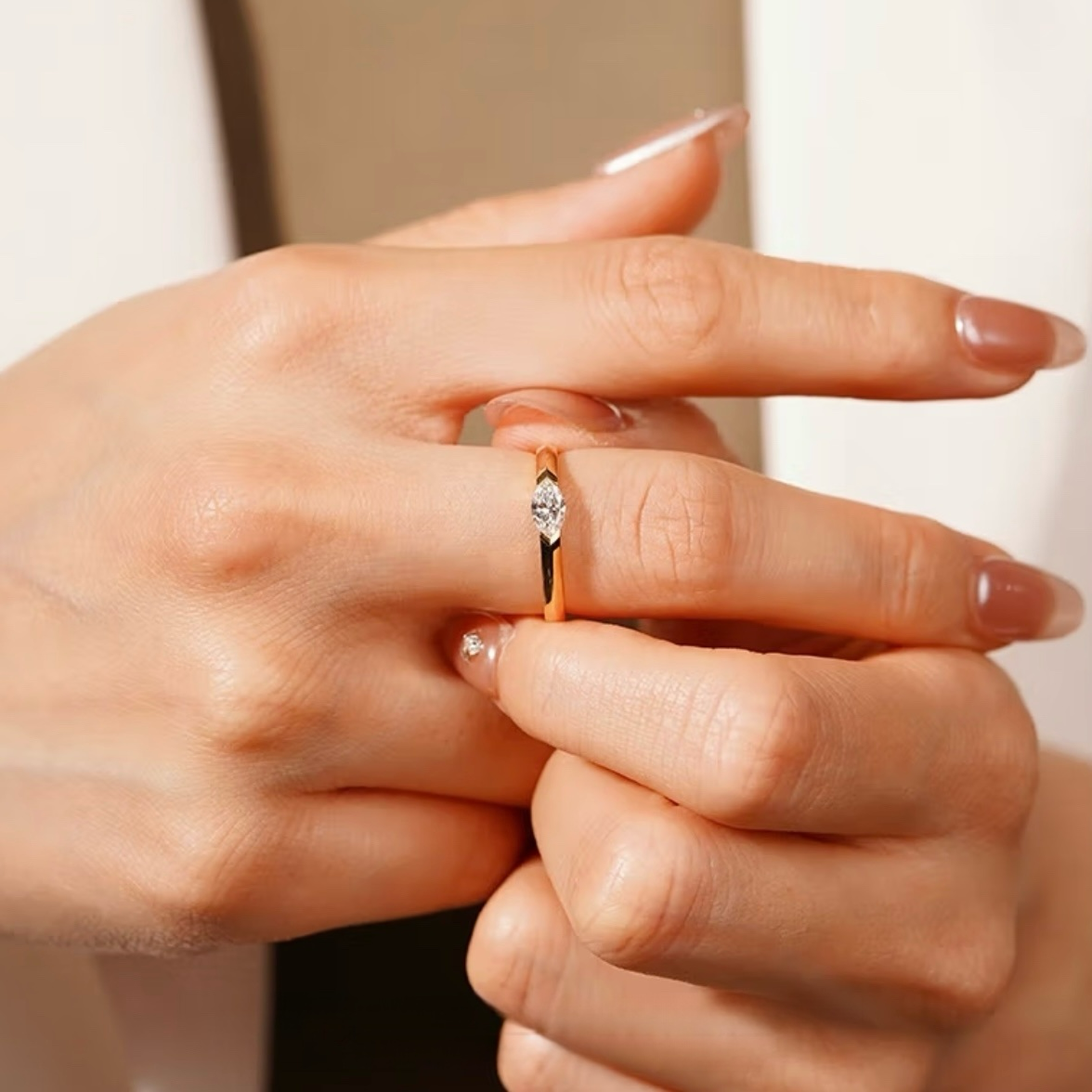 Bezel-Set Marquise Lab Diamond Ring