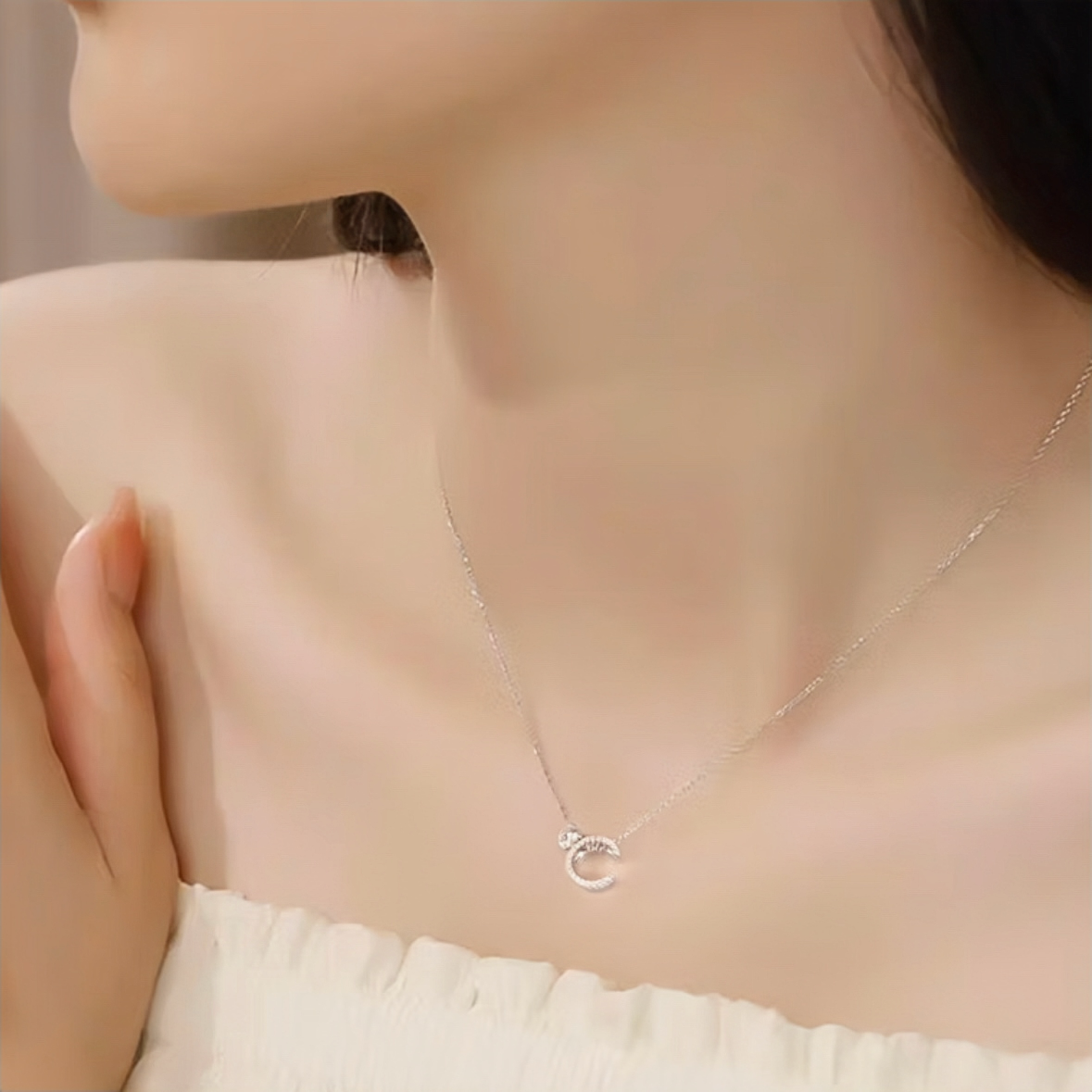 C-Shaped Diamond Necklace – Triple Wear