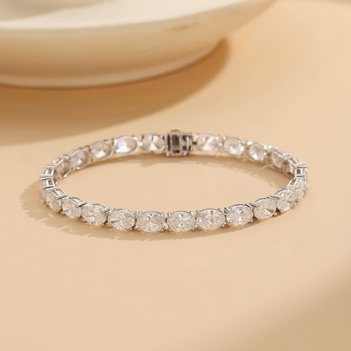 Oval-Cut Lab Diamond Tennis Bracelet in 18K White Gold