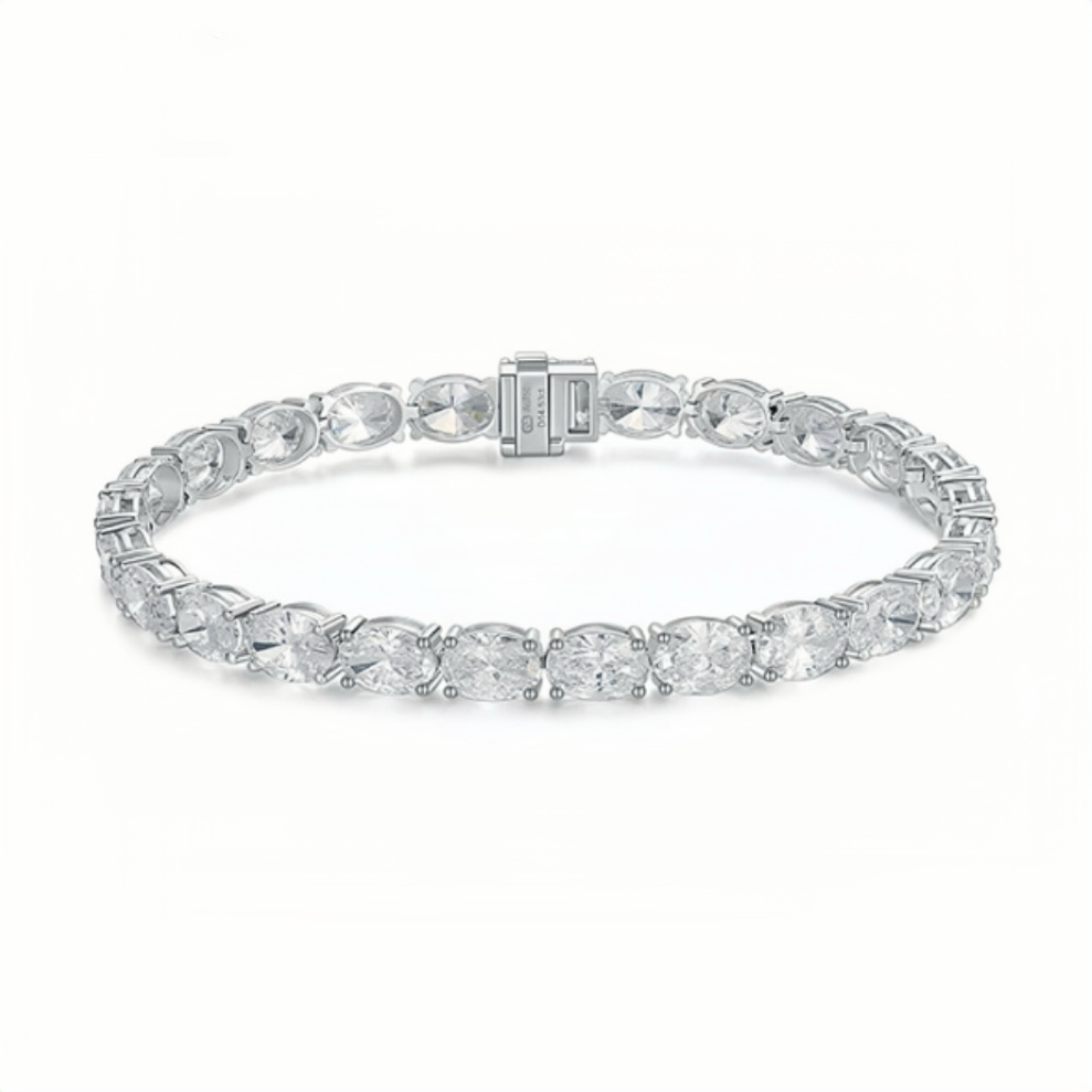 Oval-Cut Lab Diamond Tennis Bracelet in 18K White Gold
