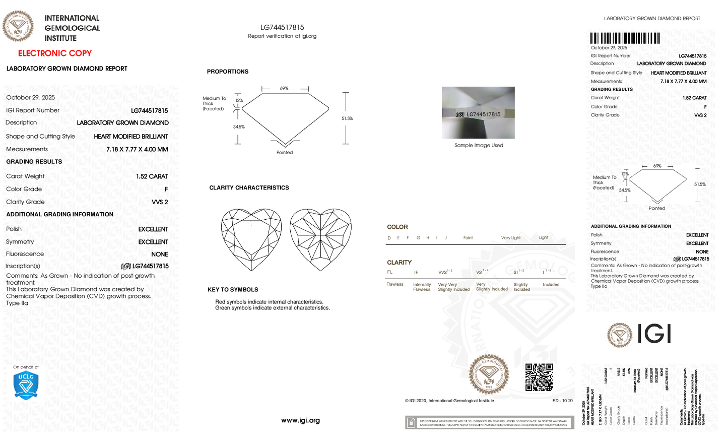 1.52ct Heart Modified Lab Grown Diamond (F, VVS2, EX/EX)