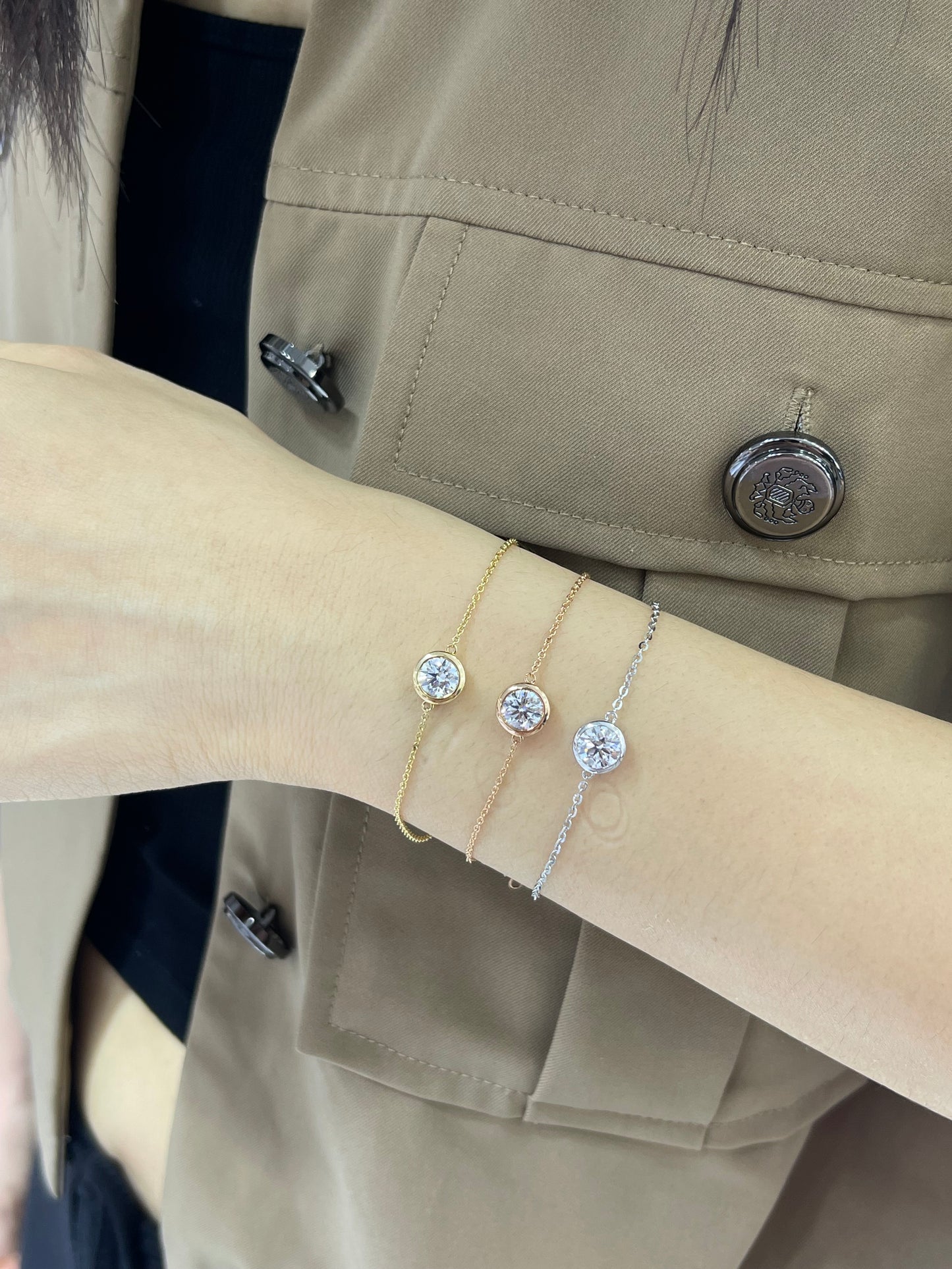 Bezel-Set Round Lab-Grown Diamond Bracelet in 18K Gold