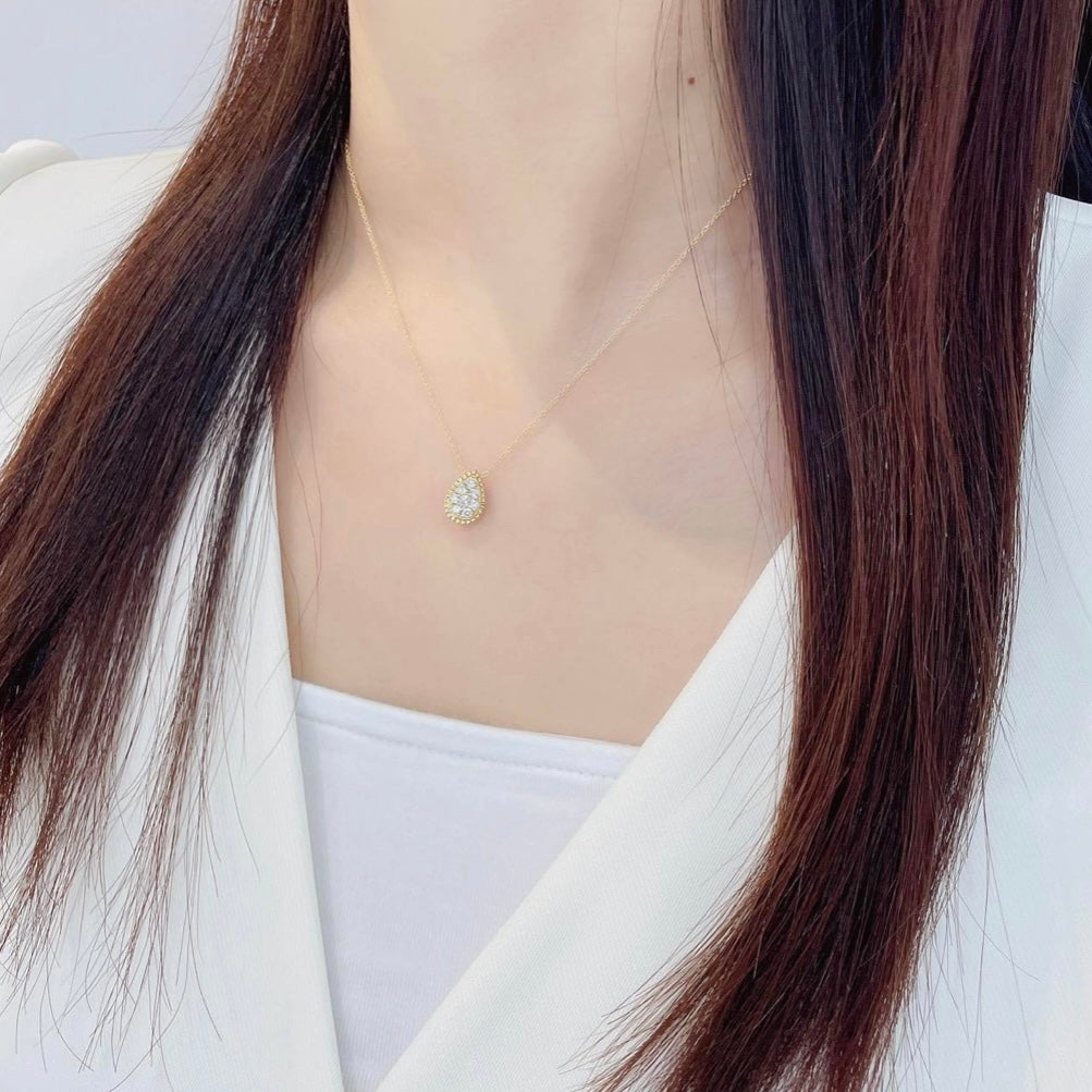 Teardrop Lab-Grown Diamond Necklace in Vintage Style