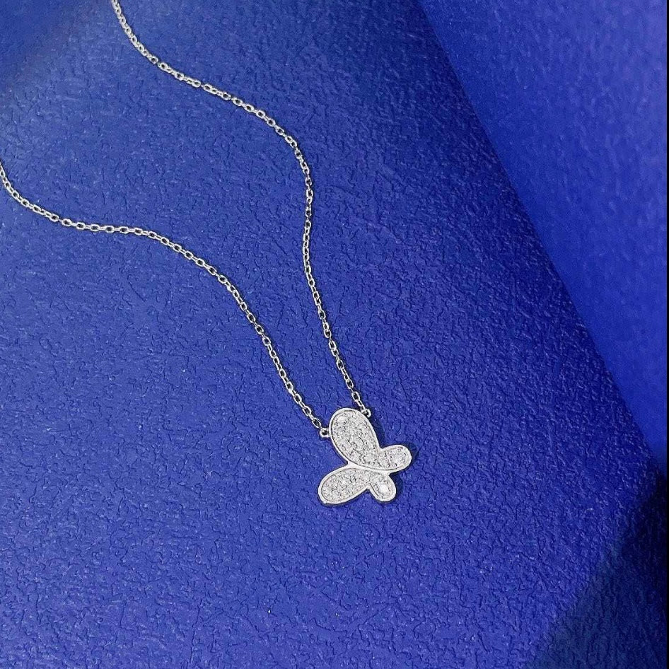 Sparkling Pavé-Set Butterfly Lab-Grown Diamond Necklace