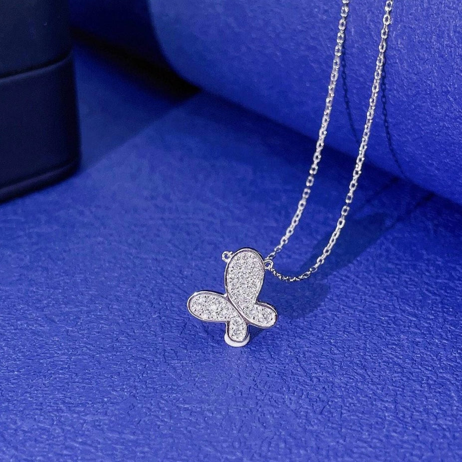 Sparkling Pavé-Set Butterfly Lab-Grown Diamond Necklace