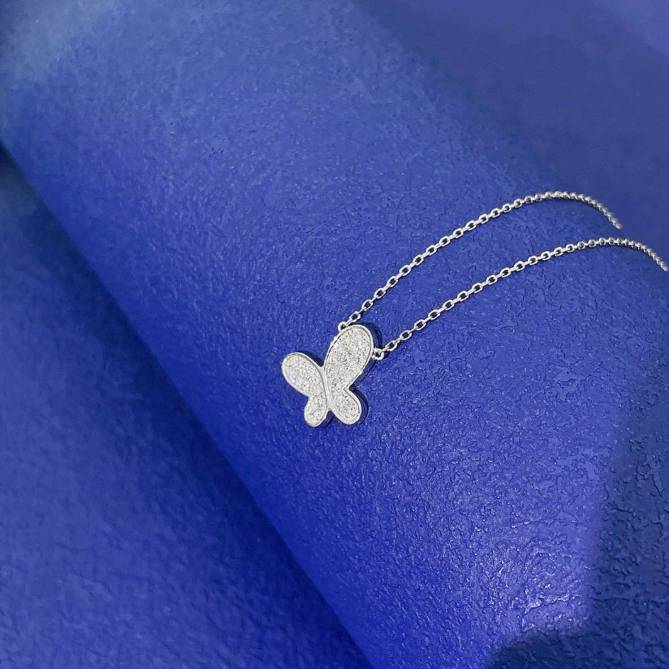 Sparkling Pavé-Set Butterfly Lab-Grown Diamond Necklace