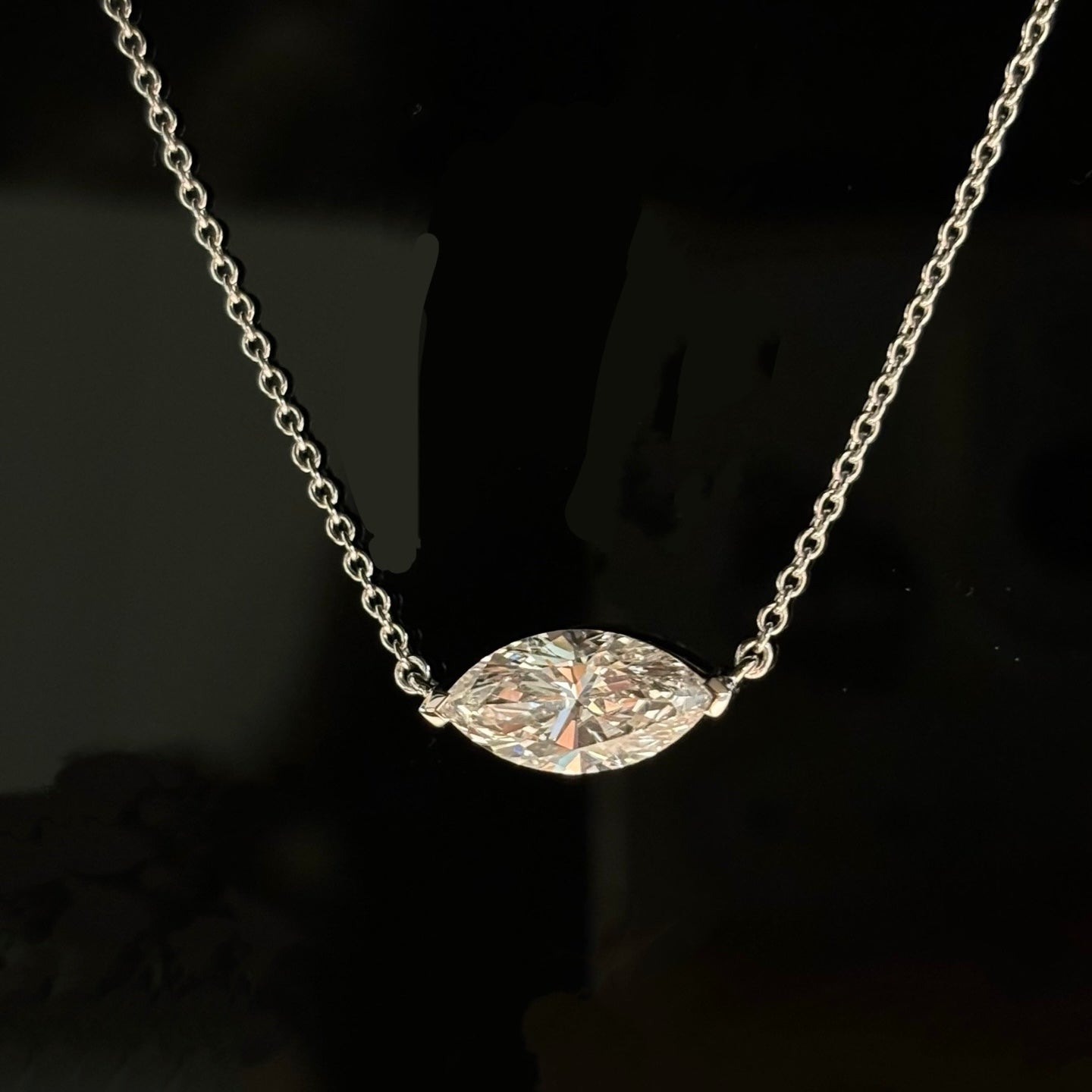 Marquise Solitaire Diamond Necklace