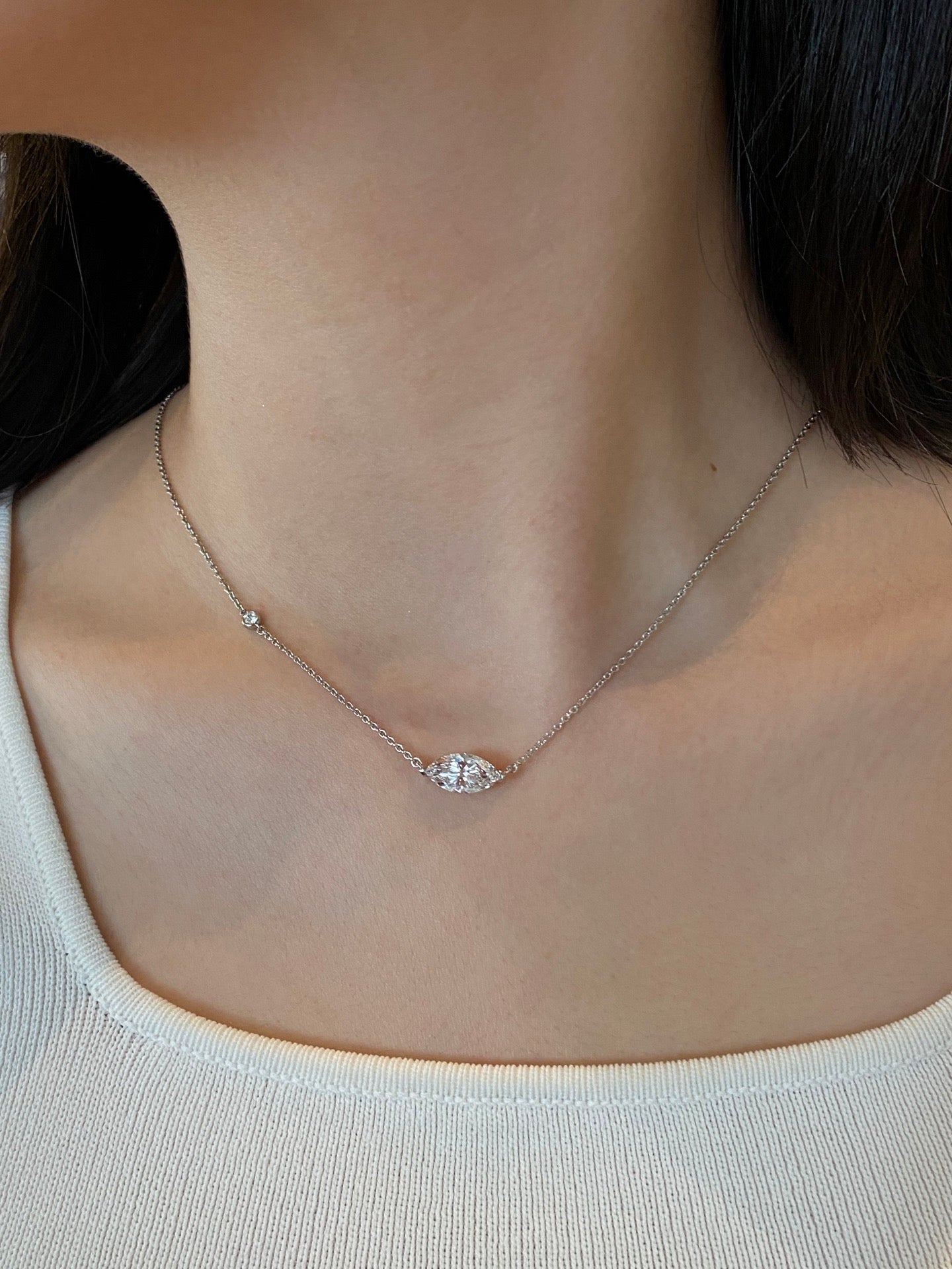 Marquise Solitaire Diamond Necklace
