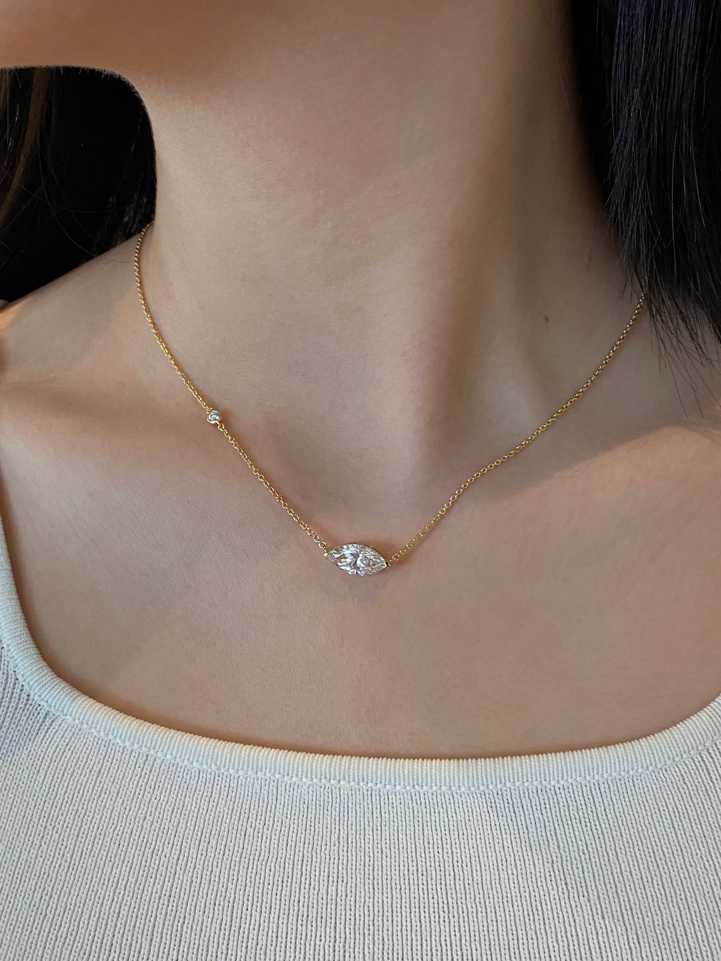 Marquise Solitaire Diamond Necklace