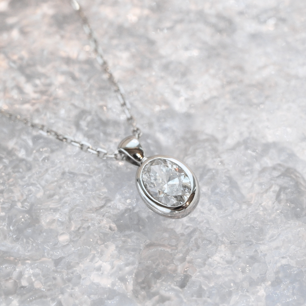Bezel-Set Oval Lab Diamond Solitaire Pendant
