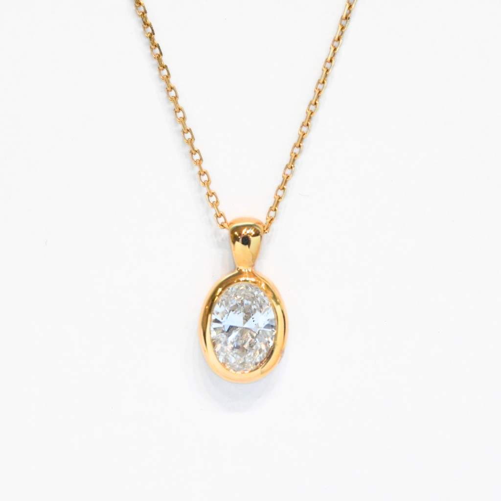 Bezel-Set Oval Lab Diamond Solitaire Pendant