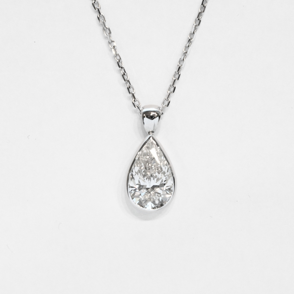 Bezel-Set Pear-Shaped Lab Diamond Pendant
